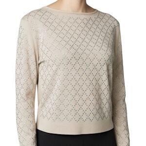 L/C Lizette Collection Cream Rhinestone Diamond Jewel Top Women's Size XL